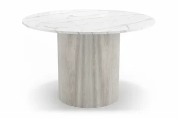 Uppveda Spisebord 120 cm Rundt Hvitt med 4 Reciclar Spisestoler - Hvit/Greige - Møbler - Bord - Spisegruppe