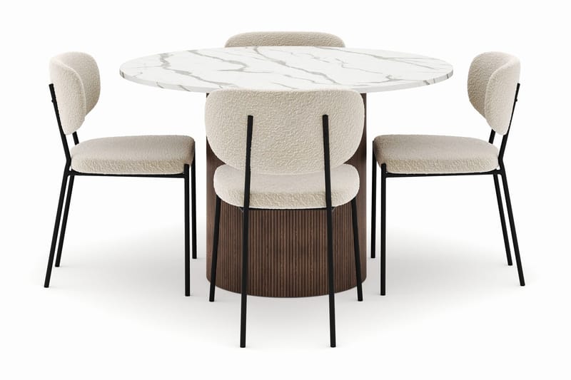Uppveda Spisebord 120 cm Rundt med 4 Gemmiano Stoler - Brun - Møbler - Bord - Spisegruppe