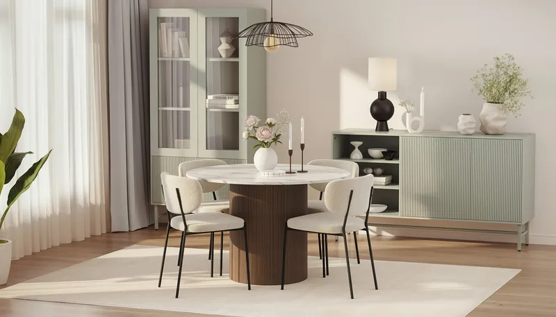Uppveda Spisebord 120 cm Rundt med 4 Gemmiano Stoler - Brun - Møbler - Bord - Spisegruppe
