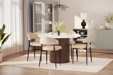 Uppveda spisebord 120 cm rundt med 4 Jairam-spisestoler - Brun - Møbler - Bord - Spisegruppe