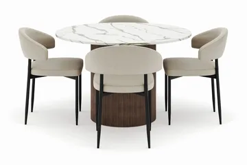 Uppveda Spisebord 120 cm Rundt med 4 Sawako Stoler - Brun - Møbler - Bord - Spisegruppe
