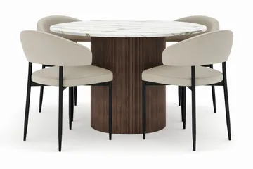 Uppveda Spisebord 120 cm Rundt med 4 Sawako Stoler - Brun - Møbler - Bord - Spisegruppe