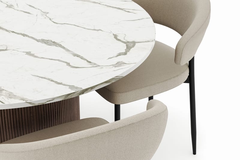 Uppveda Spisebord 120 cm Rundt med 4 Sawako Stoler - Brun - Møbler - Bord - Spisegruppe