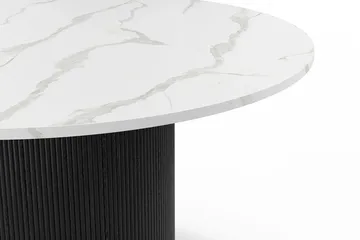 Uppveda Spisebord 120 cm Rundt Svart med 4 Sawako Greige Stoler - Svart/Hvit/Greige - Møbler - Bord - Spisegruppe