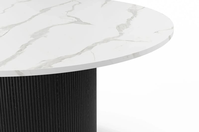 Uppveda Spisebord 120 cm Rundt Svart med 4 Sawako Greige Stoler - Svart/Hvit/Greige - Møbler - Bord - Spisegruppe