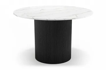 Uppveda Spisebord 120 cm Rundt Svart med 4 Sawako Greige Stoler - Svart/Hvit/Greige - Møbler - Bord - Spisegruppe