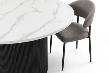 Uppveda Spisebord 120 cm Rundt Svart med 4 Sawako Greige Stoler - Svart/Hvit/Greige - Møbler - Bord - Spisegruppe