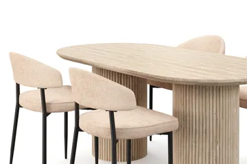 Uppveda Spisebord med travertin-look med 4 stk Jairam Spisestoler - Beige - Møbler - Bord - Spisegruppe