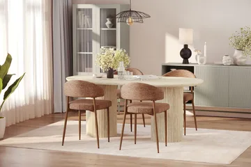 Uppveda Spisebord med travertin-look med 4 stk Jairam Spisestoler - Beige - Møbler - Bord - Spisegruppe