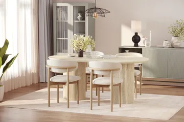 Uppveda Spisebord med travertin-look med 4 stk Jaiveer Spisestoler - Beige - Møbler - Bord - Spisegruppe