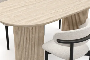 Uppveda Spisebord med travertin-look med 4 stk Jaiveer Spisestoler - Beige - Møbler - Bord - Spisegruppe