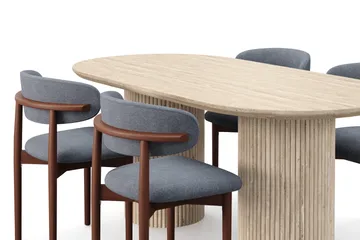 Uppveda Spisebord med travertin-look med 4 stk Jaiveer Spisestoler - Beige - Møbler - Bord - Spisegruppe