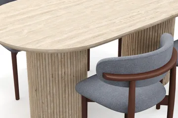 Uppveda Spisebord med travertin-look med 4 stk Jaiveer Spisestoler - Beige - Møbler - Bord - Spisegruppe