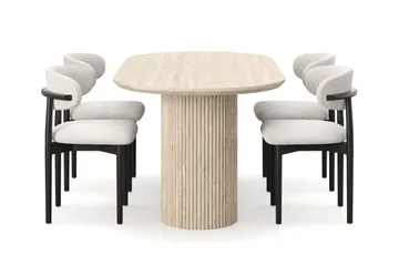 Uppveda Spisebord med travertin-look med 4 stk Jaiveer Spisestoler - Beige - Møbler - Bord - Spisegruppe