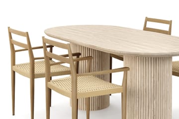 Uppveda Spisebord med travertin-look med 4 stk Jamna Armstoler - Beige - Møbler - Bord - Spisegruppe