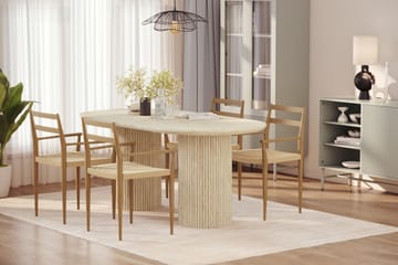 Uppveda Spisebord med travertin-look med 4 stk Jamna Armstoler - Beige - Møbler - Bord - Spisegruppe