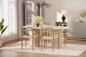 Uppveda Spisebord med travertin-look med 4 stk Jamna Armstoler - Beige - Møbler - Bord - Spisegruppe