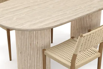 Uppveda Spisebord med travertin-look med 4 stk Jamna Spisestoler - Beige - Møbler - Bord - Spisegruppe