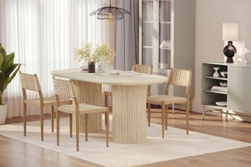 Uppveda Spisebord med travertin-look med 4 stk Jamna Spisestoler - Beige - Møbler - Bord - Spisegruppe