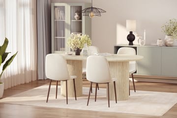 Uppveda Spisebord med travertin-look med 4 stk Nibe Spisestoler - Beige - Møbler - Bord - Spisegruppe