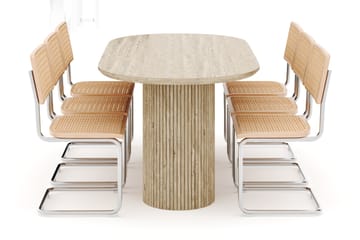 Uppveda Spisebord med travertin-look med 6 stk Build Spisestoler - Beige - Møbler - Bord - Spisegruppe