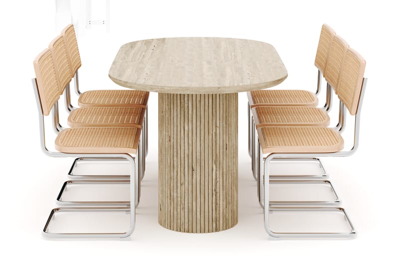 Uppveda Spisebord med travertin-look med 6 stk Build Spisestoler - Beige - Møbler - Bord - Spisegruppe
