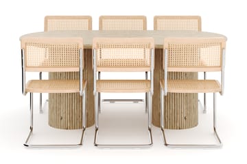 Uppveda Spisebord med travertin-look med 6 stk Build Spisestoler - Beige - Møbler - Bord - Spisegruppe
