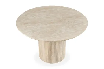 Uppveda Spisebord Rundt 120 cm Travertin Utseende - Svart/Hvit - Møbler - Bord - Spisebord & kjøkkenbord