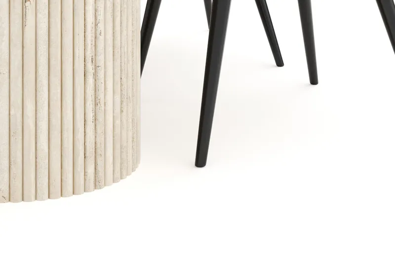 Uppveda Spisegruppe 180 cm Oval med 4 Valeri Fløyelsstoler - Travertin - Møbler - Bord - Spisegruppe