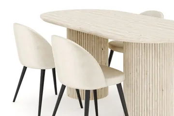 Uppveda Spisegruppe 180 cm Oval med 4 Valeri Fløyelsstoler - Travertin - Møbler - Bord - Spisegruppe