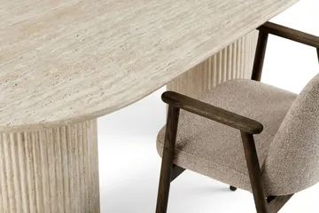 Uppveda Spisegruppe 180 cm Oval Travertin med 4 Reciclar Spisestoler - Travertin/Greige - Møbler - Bord - Spisegruppe