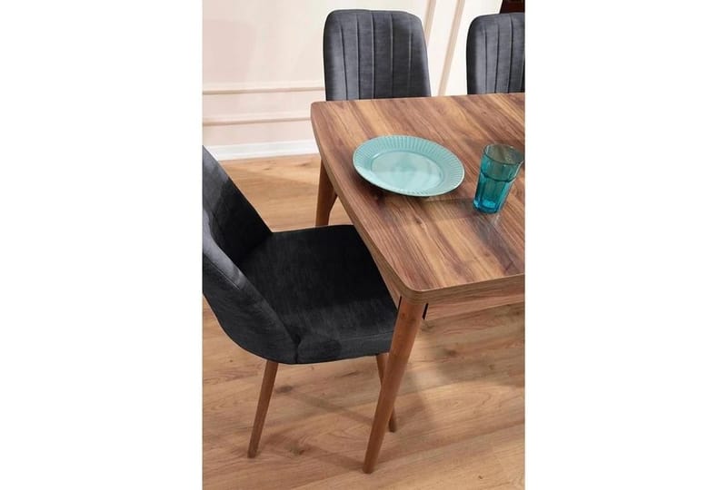 Uttrekkbart spisebord- og stolsett (5 deler) Homitis Lidyana (130 x 76 x 80 cm) Antrasitt - Møbler - Bord - Spisegruppe