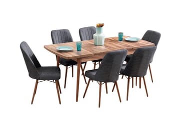 Uttrekkbart spisebord- og stolsett (7 deler) Homitis Lidyana (130 x 76 x 80 cm) Antrasitt - Antrasitt - Møbler - Bord - Spisegruppe