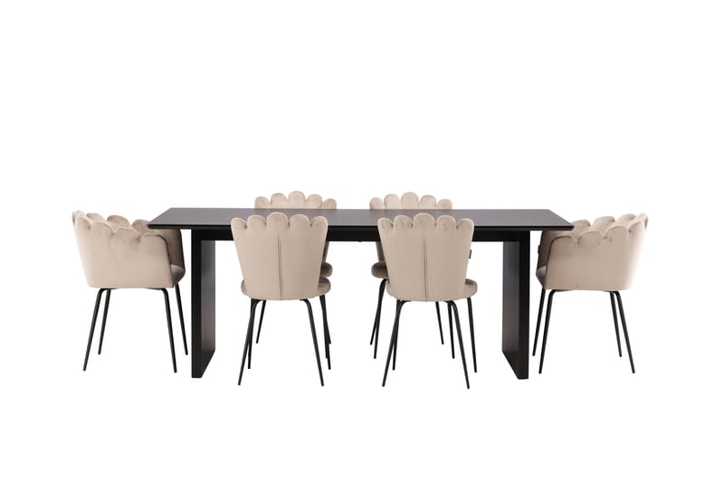 Vail Matgruppe 200 cm Rektangulær med 4 Limhamn stoler, Beige