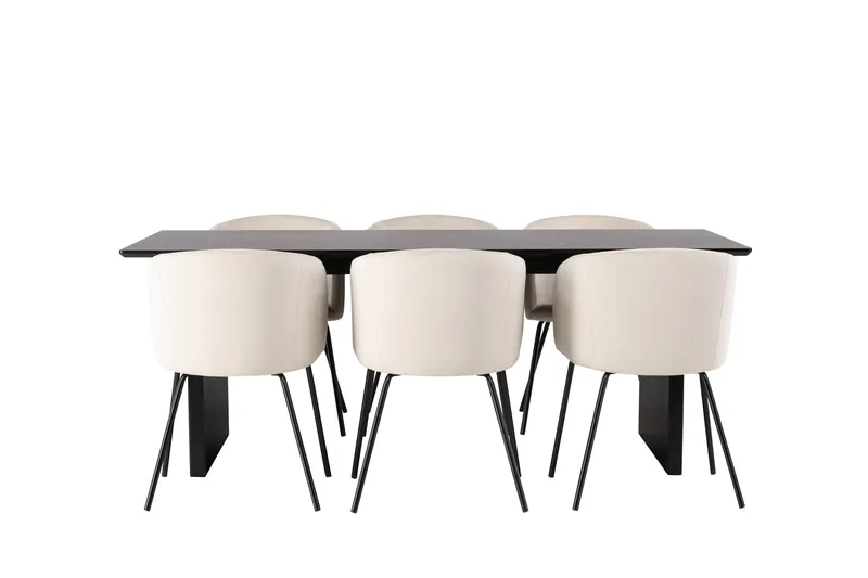 Vail Matgruppe 200 cm Rektangulær med 6 Berit stoler, Beige