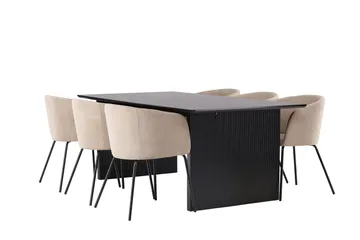 Vail Matgruppe 200 cm Rektangulær med 6 Berit stoler - Beige - Møbler - Bord - Spisegruppe