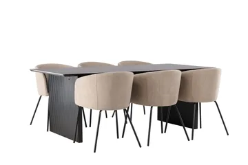 Vail Matgruppe 200 cm Rektangulær med 6 Berit stoler - Beige - M øbler - Bord - Spisegruppe