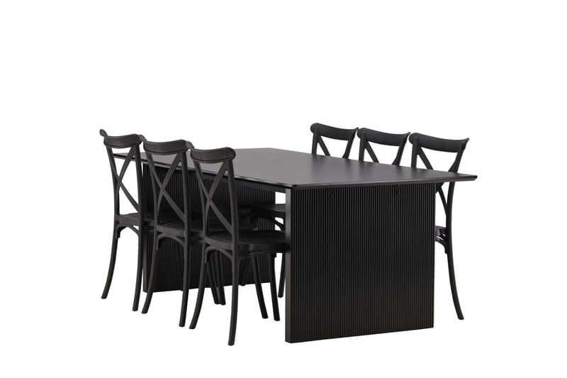 Vail Matgruppe 200 cm Rektangulær med 6 Crosett stoler - Sort - Møbler - Bord - Spisegruppe