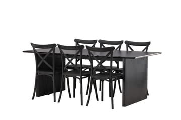 Vail Matgruppe 200 cm Rektangulær med 6 Crosett stoler - Sort - Møbler - Bord - Spisegruppe