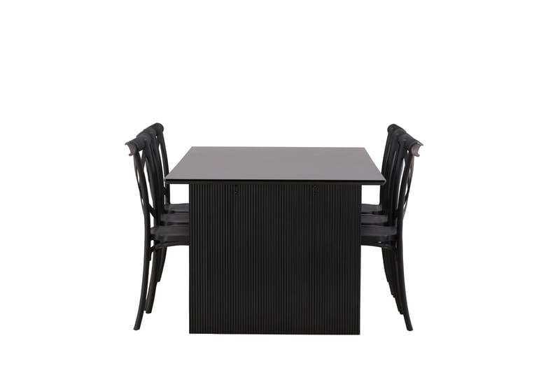 Vail Matgruppe 200 cm Rektangulær med 6 Crosett stoler - Sort - Møbler - Bord - Spisegruppe