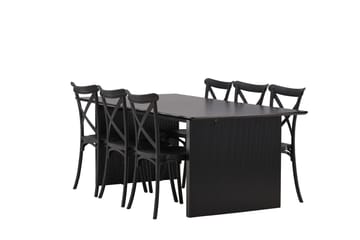 Vail Matgruppe 200 cm Rektangulær med 6 Crosett stoler - Sort - Møbler - Bord - Spisegruppe
