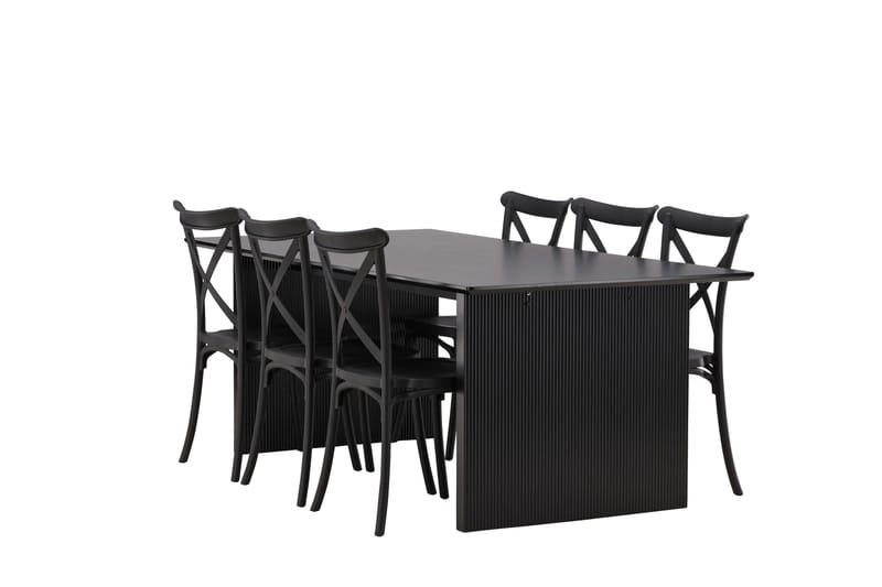 Vail Matgruppe 200 cm Rektangulær med 6 Crosett stoler - Sort - Møbler - Bord - Spisegruppe