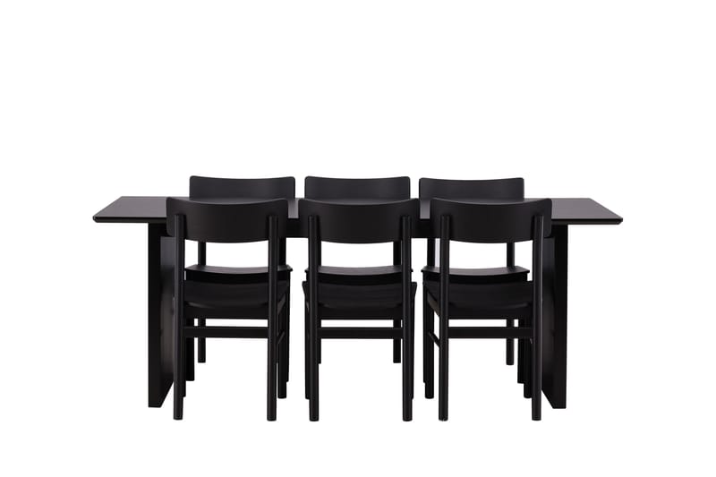 Vail Matgruppe 200 cm Rektangulær med 6 Montros stoler, Sort