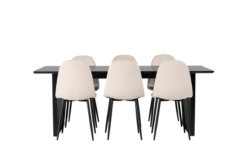 Vail Matgruppe 200 cm Rektangulær med 6 Polar stoler - Beige - Møbler - Bord - Spisegruppe