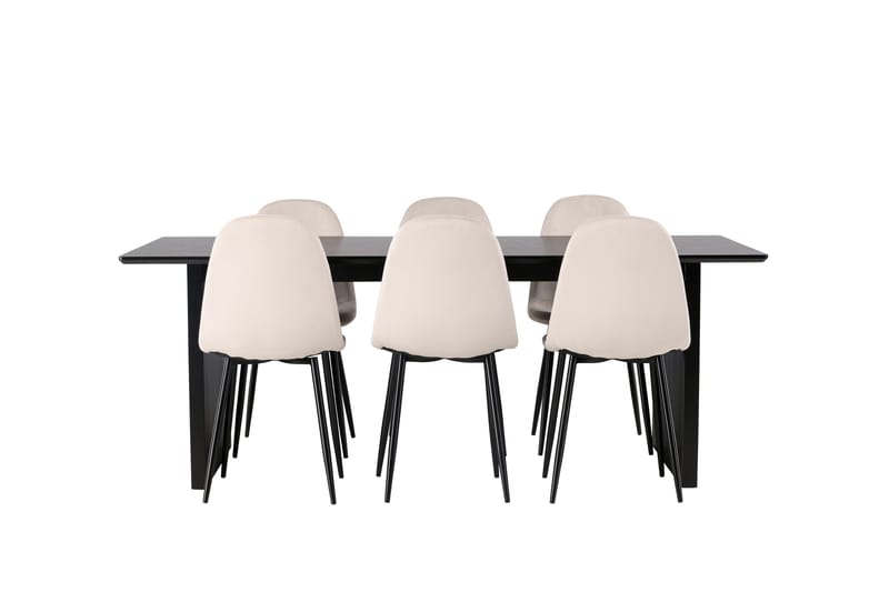 Vail Matgruppe 200 cm Rektangulær med 6 Polar stoler - Beige - Møbler - Bord - Spisegruppe