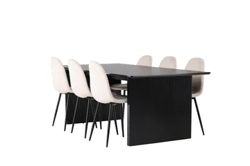 Vail Matgruppe 200 cm Rektangulær med 6 Polar stoler - Beige - Møbler - Bord - Spisegruppe
