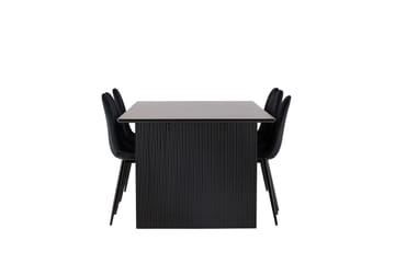 Vail Matgruppe 200 cm Rektangulær med 6 Polar stoler - Sort - Møbler - Bord - Spisegruppe