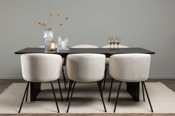 Vail spisebord 200 cm med 6 Berit armstoler i fløyel med armlener - Møbler - Bord - Spisegruppe