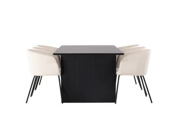 Vail spisebord 200 cm med 6 Berit armstoler i fløyel med armlener - Møbler - Bord - Spisegruppe