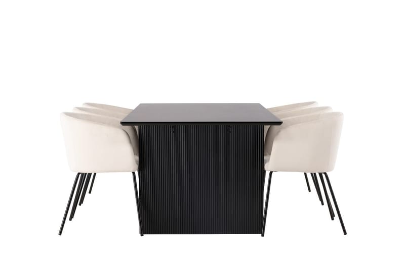 Vail spisebord 200 cm med 6 Berit armstoler i fløyel med armlener - Møbler - Bord - Spisegruppe